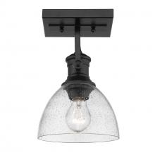  3118-1SF BLK-SD - Hines 1-Light Semi-Flush in Matte Black with Seeded Glass